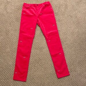Vineyard Vines Embroidery Whale Velvet Pink Pants 14 Girls Adjustable Waist